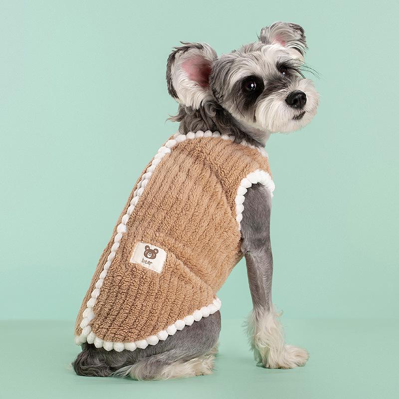 Popular Warm Checkered Fleece Dog Sweater - Comfortable, Thickened, Close-Fitting Vest for Spring, Autumn, and Winter.
