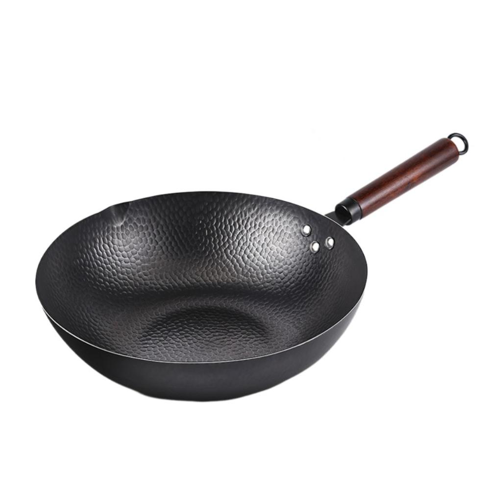 Thickened Chinese Wok Hand-forged Iron Wok Durable Cast Iron Pan  for Gas Induction Cooker