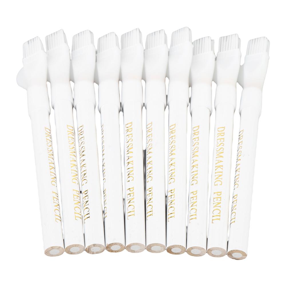 10Pcs Sewing Fabric Pencils Erasable Water Soluble Dressmaker Marking Chalk with Brush Cap Home Marker Tracing Tools
