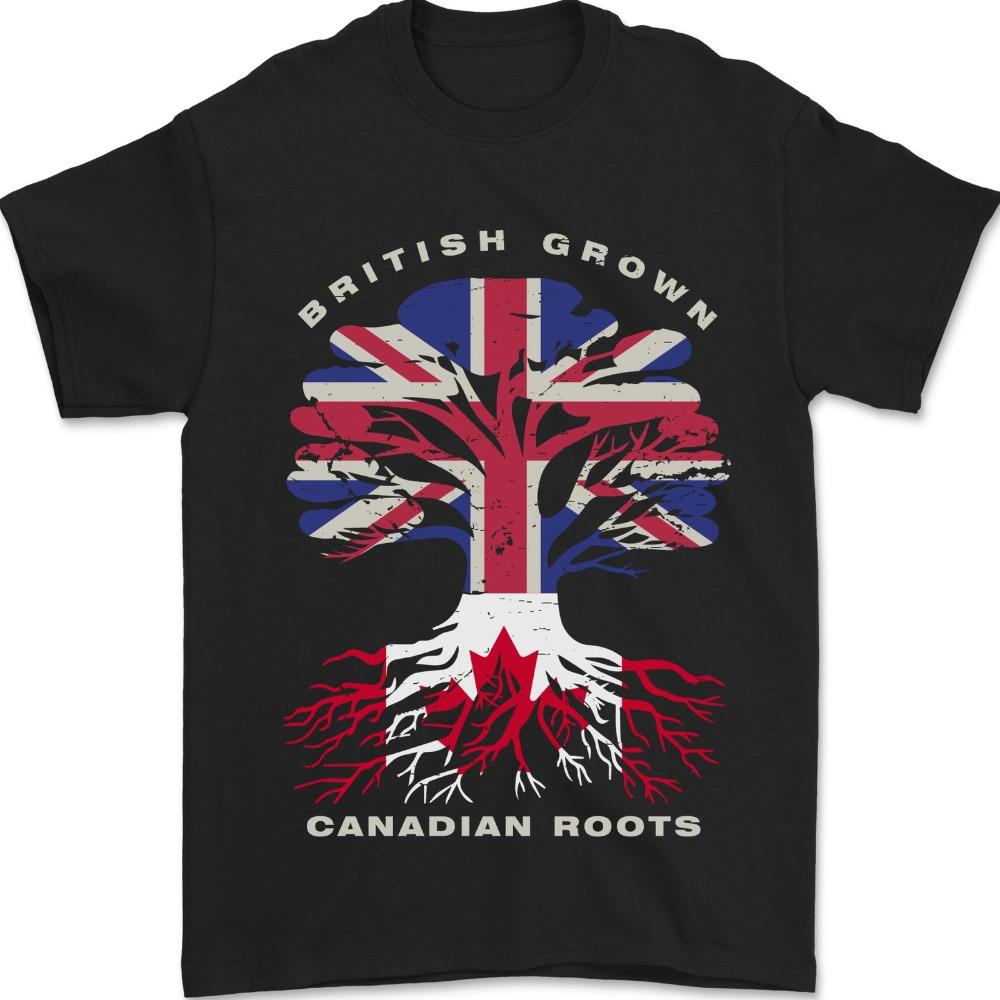 

British Grown Canadian Roots Tshirt Canada Flag Mens T-Shirt Meaningful Tops Men Crewneck Cotton Short Sleeve Summer Streetwe... S разноцветный