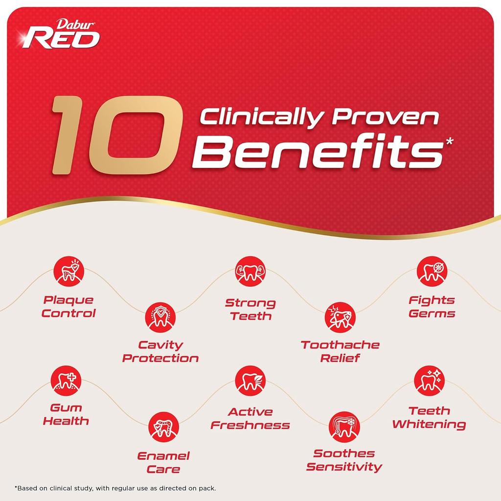 Dabur Red Ayurvedic Toothpaste 400g Pack Of 1 Herbal Paste For Fresh Breath Cavity Care Plaque Removal Gum Health And Oral Hygiene