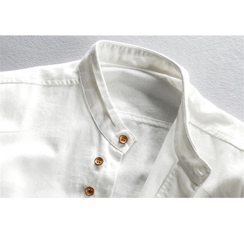 Spring Men's Casual Linen Shirt Retro Chinese Style Thin Stand-up Collar Slim Cotton And Linen Shirt