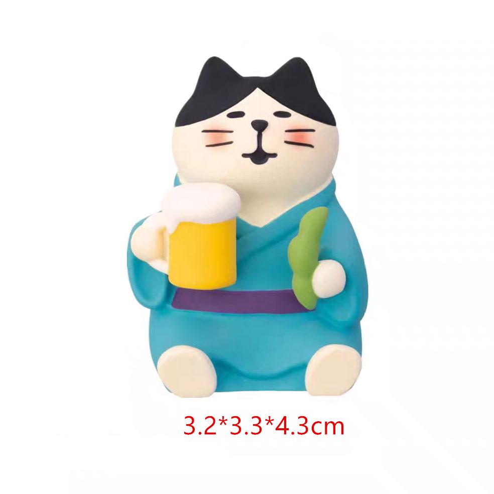 Summer Kitten Watermelon Cat Figurine - Trendy Car Ornament & DIY Blind Box Resin Craft
