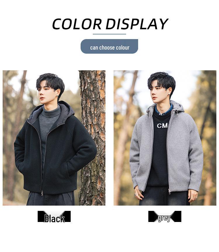 2025 Men's Loose Hooded White Duck Down Jacket - Trendy Casual Winter Knit