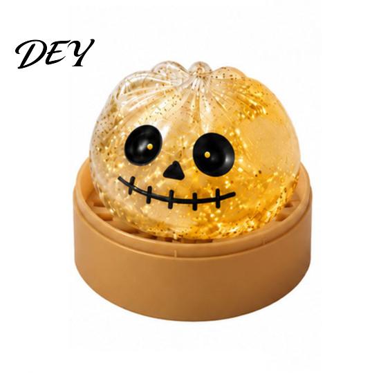 Stretchable Squeeze Toy Halloween Dumpling Stress Relief Toy, Cartoon Steamed Bun TPR with Steamer, Sensory Ball Fidget Party Favors Tactile