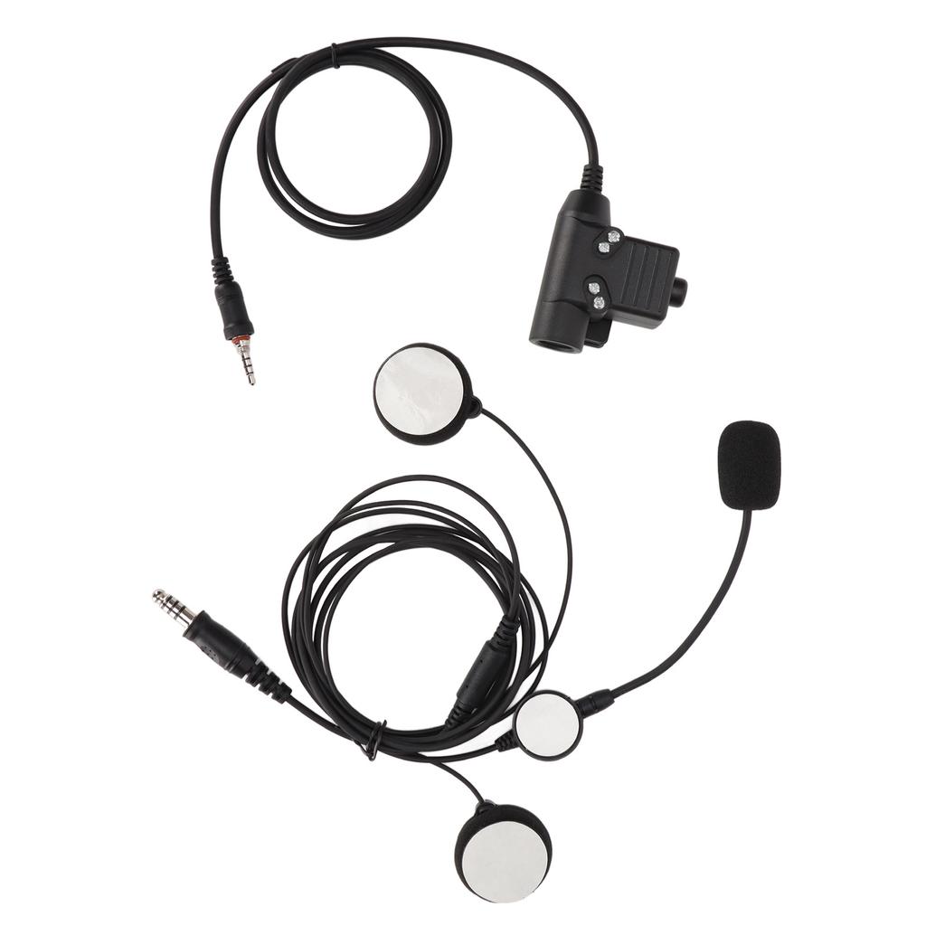 Helm-Headset, 7,1-mm-Stecker, Stereo-bilateraler Motorradkopfhörer mit U94 PTT für Yaesu Vertex VX-6R