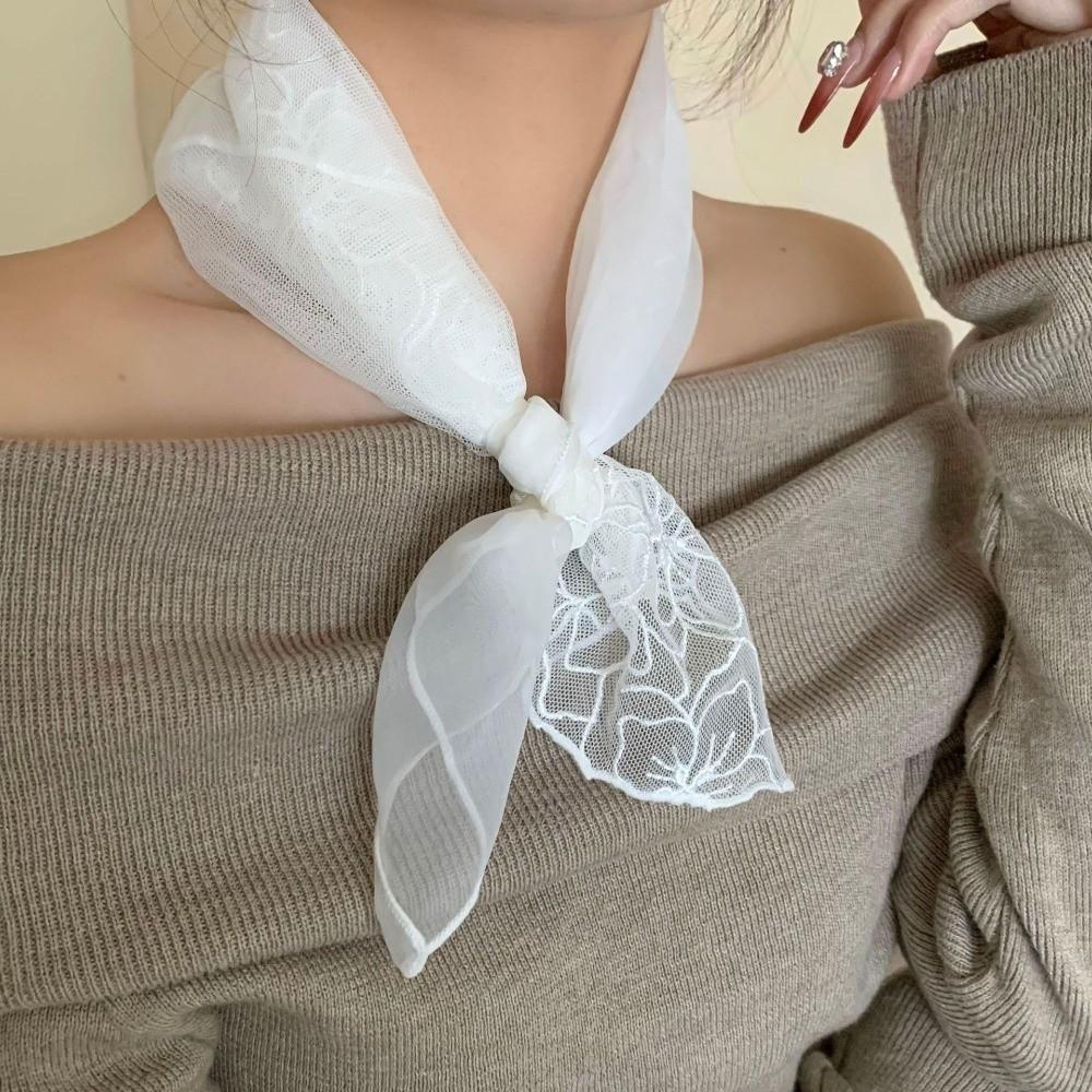 Floral Pattern Hair Wrap Embroidered Women Headscarf Fashion Lace Scarf