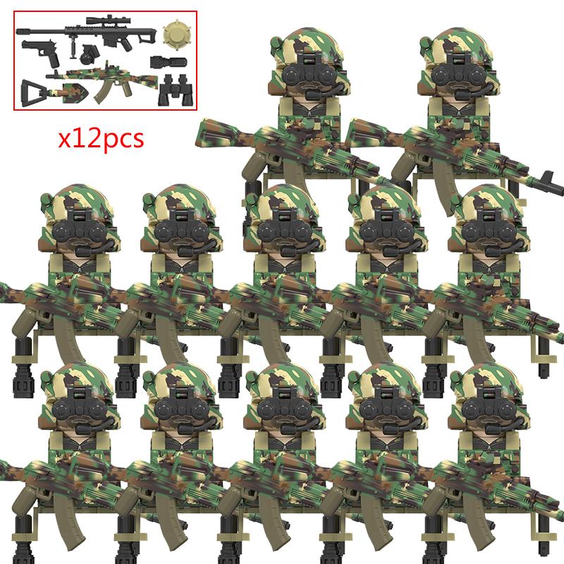 Military Figures Soldier Building Block SWAT Special Forces Assault Team Camouflage Troops Vehicle Bricks Toy