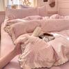 2026 Faux Cotton Washed Lace Bedding Set Floral Duvet Cover