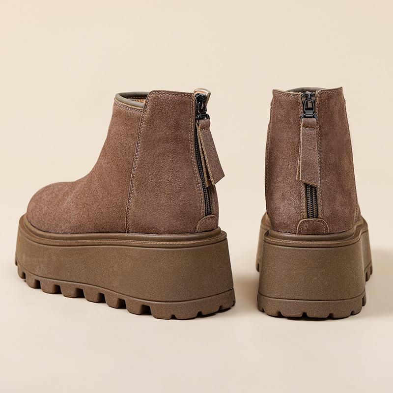 Casual Short Boots Women's 2025 New Martin Boots Non-slip Heightening Thick-soled Snow Boots Children's Autumn and Winter Leather Women's Shoes