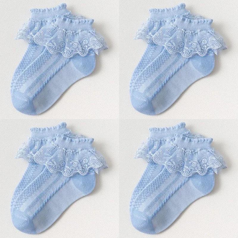 Mesh Socks Breathable Cotton Lace with Ruffle Princess Children Ankle Short Sock White Pink Yellow for Baby Girls Kids Toddler