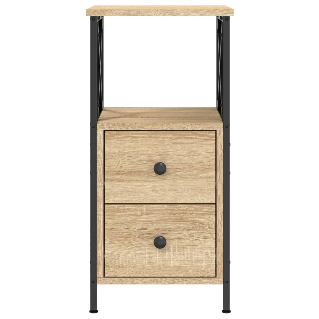 Nightstands (2 Pcs) Sonoma Oak Finish 34 X 35.5 X 70 Cm Engineered Wood