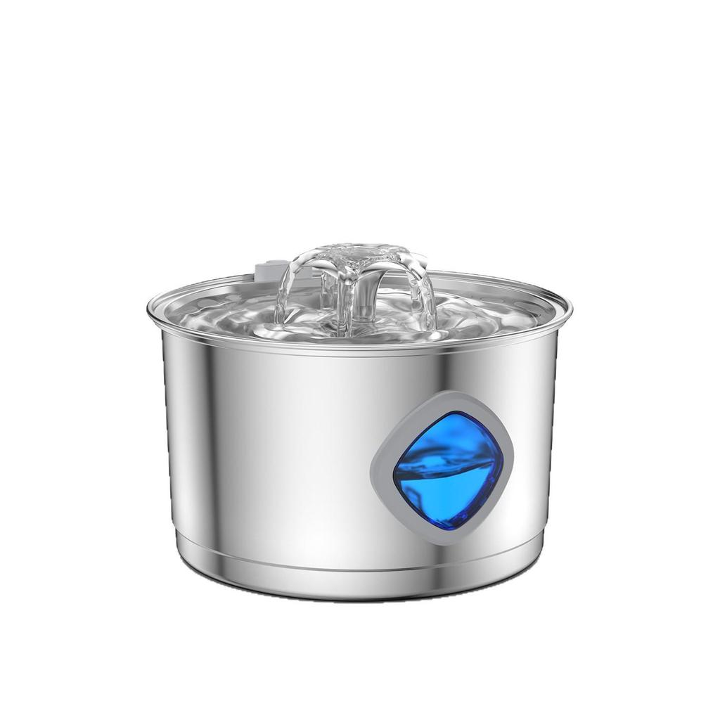 Stainless Steel Silent Pet Water Fountain - 2.8L Large Capacity for Cats