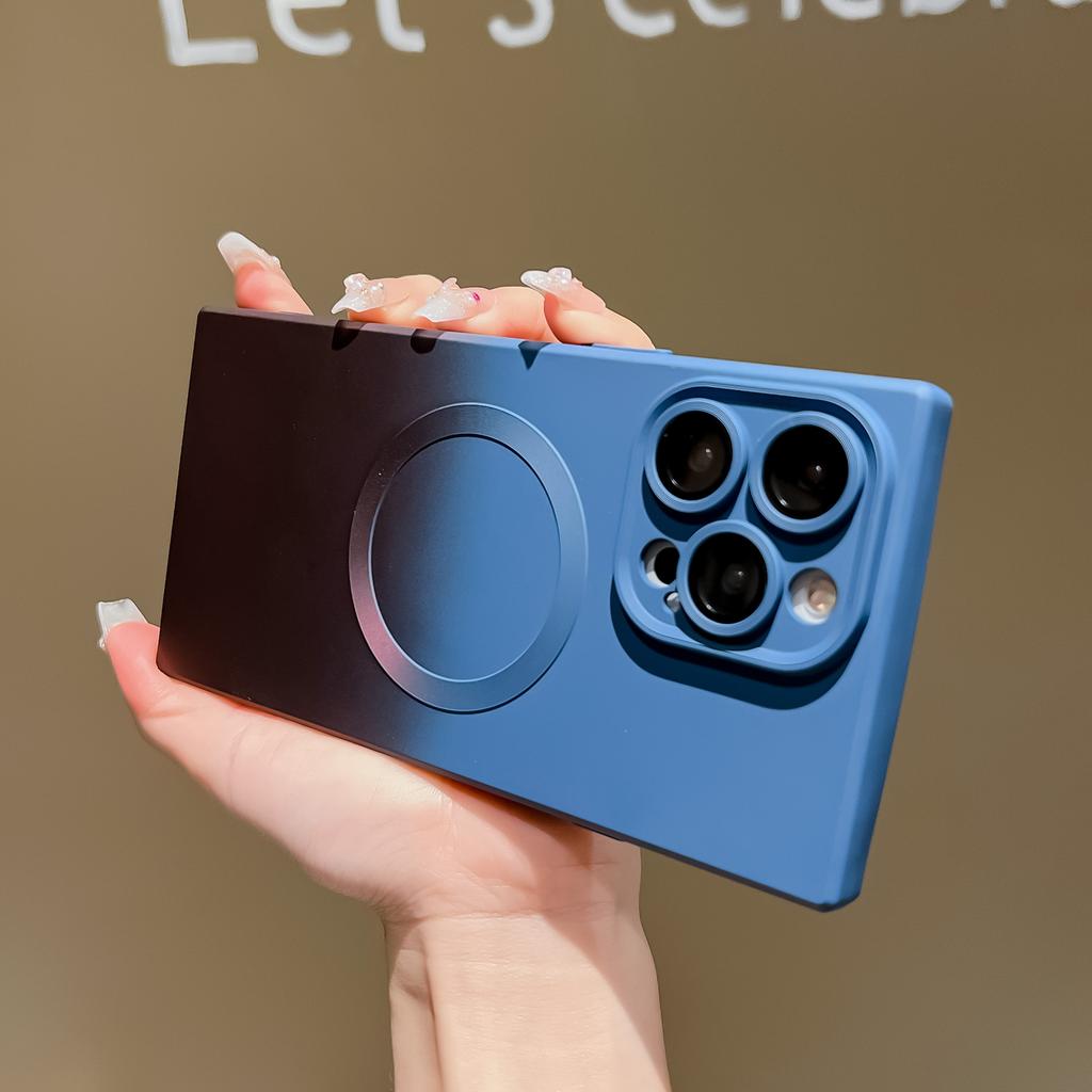 Applicable to iphone14ProMax mobile phone case gradual change square magnetic case Apple 13 lens film integrated protective case