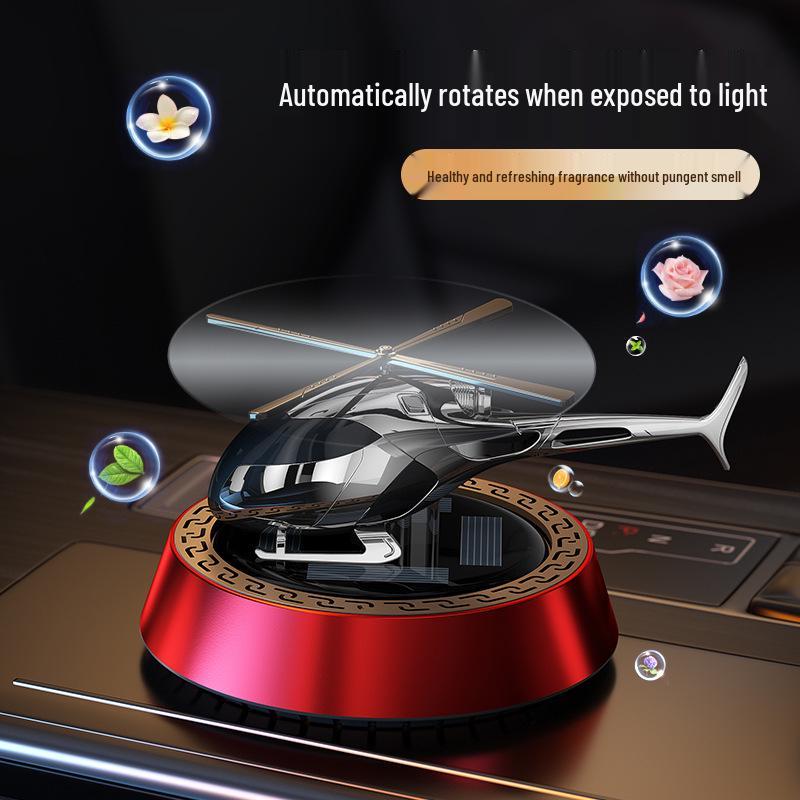 Premium Solar Rotating Aromatherapy Metal Airplane Car Ornament Perfume