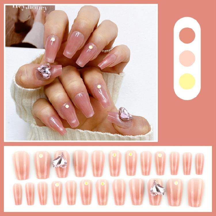 Medium Square False Nails Heart False Nails Full Cover False Nails Nails Decor