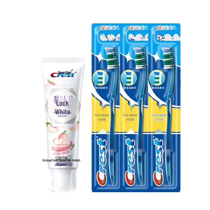 

Crest Dual-Color Lock White Peach Toothpaste & Toothbrush Set