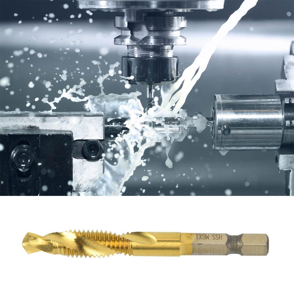 HSS 6.35mm Hex Shank Tap Drill Bit Through Hole Inner Chip Removal Tap Drill 15mm(M8)