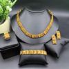 Dubai 24k Vergoldetes Schmuckset: Anhänger, Ohrringe, Armband, Ring - Ideal für indische & afrikanische Bräute