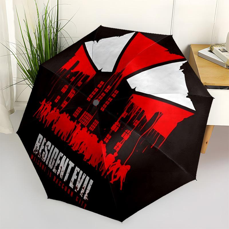 1pz Ombrello Pieghevole Apri/Chiudi Automatico Resident Evil, Struttura a 8 Stecche Antivento, Ombrello da Viaggio Leggero per Donne/Uomini,a0902101