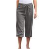 Loose Linen Pants For Women Casual Summer Elastic Tie Waist Pants Wide Leg Cropped Trousers With Pockets