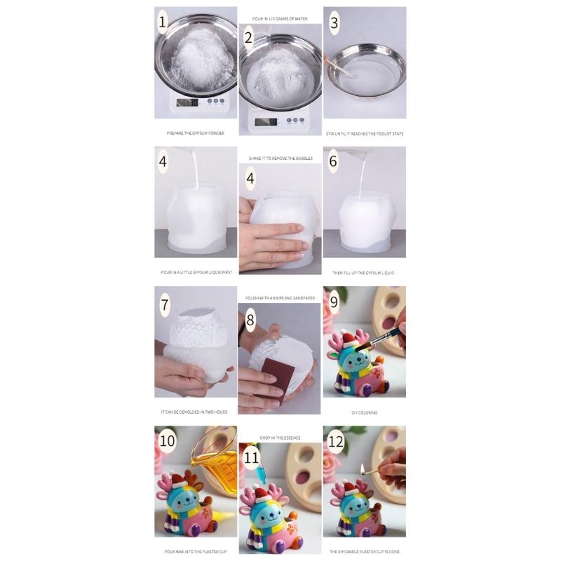 Silicone Craft Mold with Smooth Surfaces Planter Molds for Creating Decorative Elk Planter Resin Casting Cement Projects