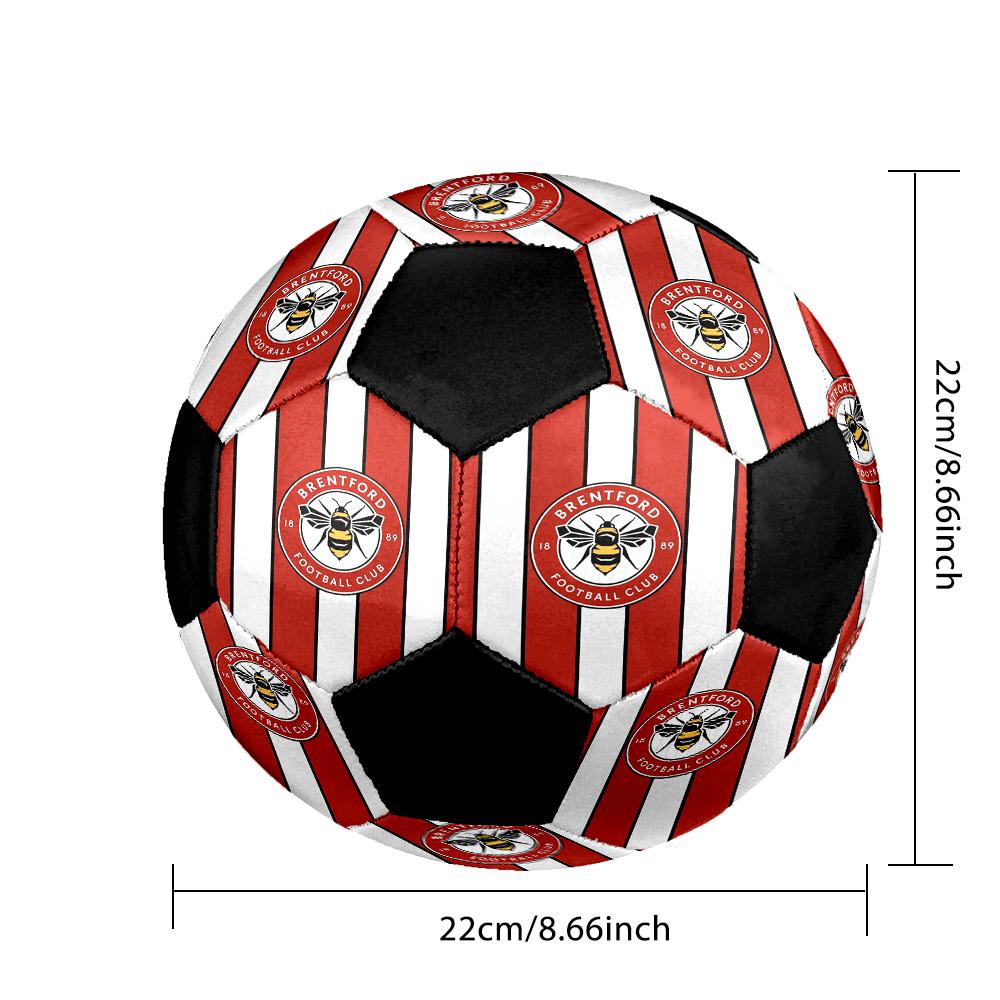 Brentford FC Indoor Soccer Ball Colorful All Ages Size 5 Machine Stitched PVC Competition Ready Durable High-Bounce