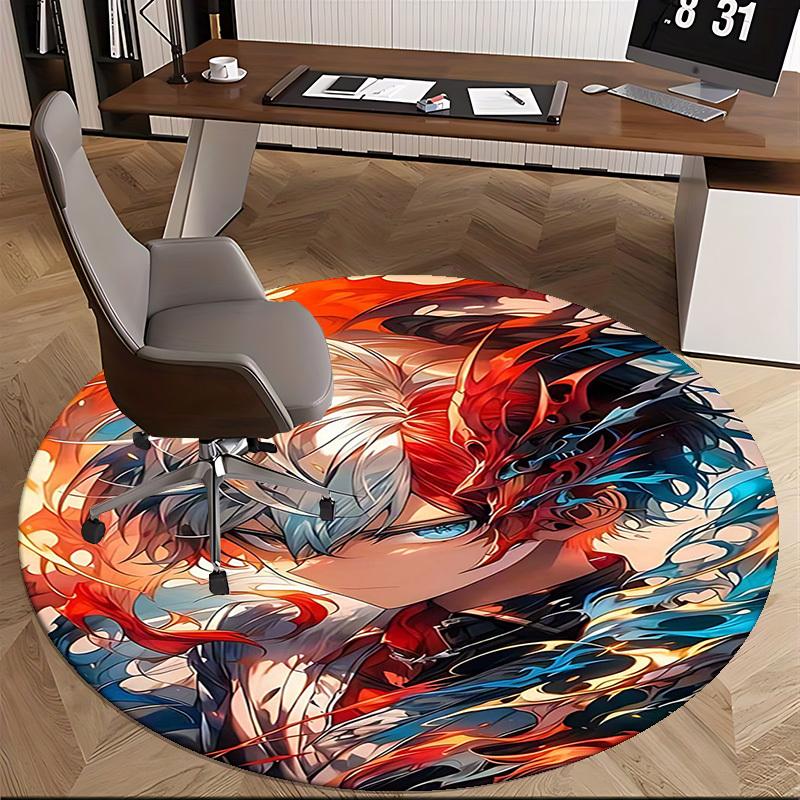 1pc Anime Design Round Carpet Office Chair Mat, Non Slip Rug for Anime Lovers | Festival Gift, Decor | Home Office, Living Room, Bedroom