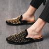 Summer Men Dress Shoes Half Slippers High Quality Men Leather Casual Shoes Party Loafers Flip Flops Lightweight Flats Sandals