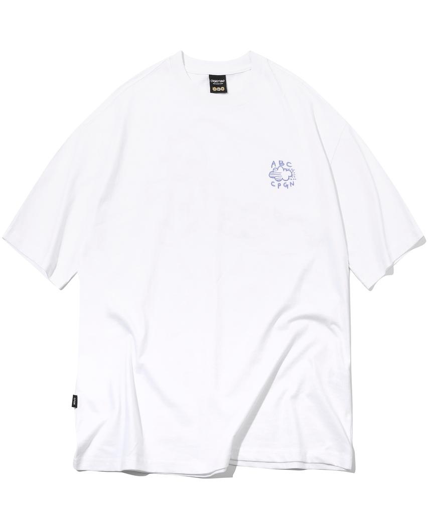 CPGN STUDIO Abc Cat Embroidered Short Sleeve T-Shirt White