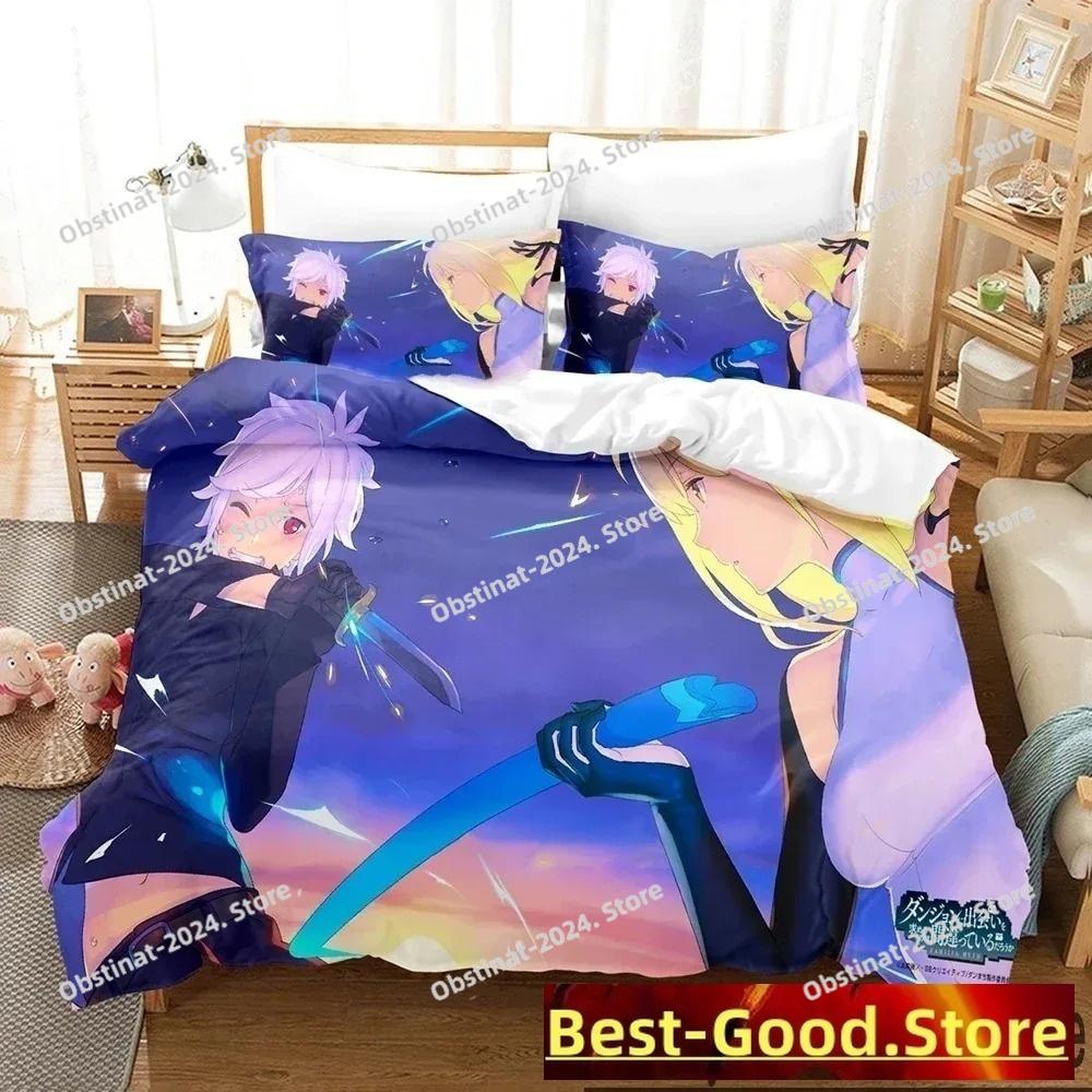 3D Print DanMachi Anime Hestia Bedding Set Duvet Cover Bed Set Quilt Cover Pillowcase Comforter king Queen Size Boys Adult