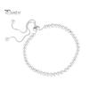 Bracciale Bolo con Perla Regolabile Bracciale Fatto a Mano con Perla d'Argento Scorrevole per Donna Bracciale a Catena in Lega Regalo per Anniversari Compleanni Natale