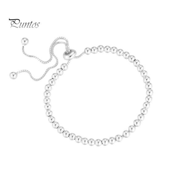 

Регулируемый браслет из бусин Bolo, серебряный браслет-слайдер ручной работы для женщин, браслет-цепочка из сплава, подарок на юбилеи, дни рождения, Рождество серебряный
