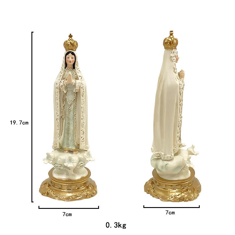 Католическая статуя Статуя Богоматери Фатимской Фигурка Девы Марии Религиозные подарки Украшение алтаря Фигурка-украшение ручной росписи светло-желтого