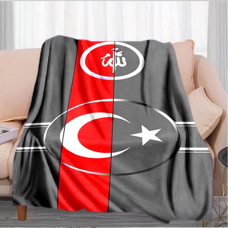 Decke mit türkischem Flaggen-Design, geeignet für Sofas, Betten, Büros und Camping - Perfektes Geschenk für Halloween und Weihnachten
