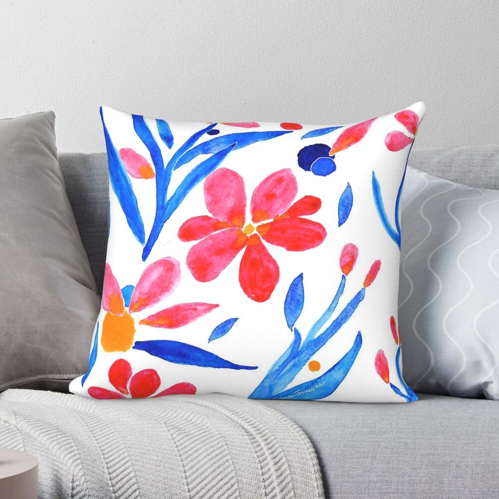 Blooming Bliss Square Pillowcase Polyester Linen Velvet Creative Zip Decor Throw Pillow Case Sofa Cushion Cover
