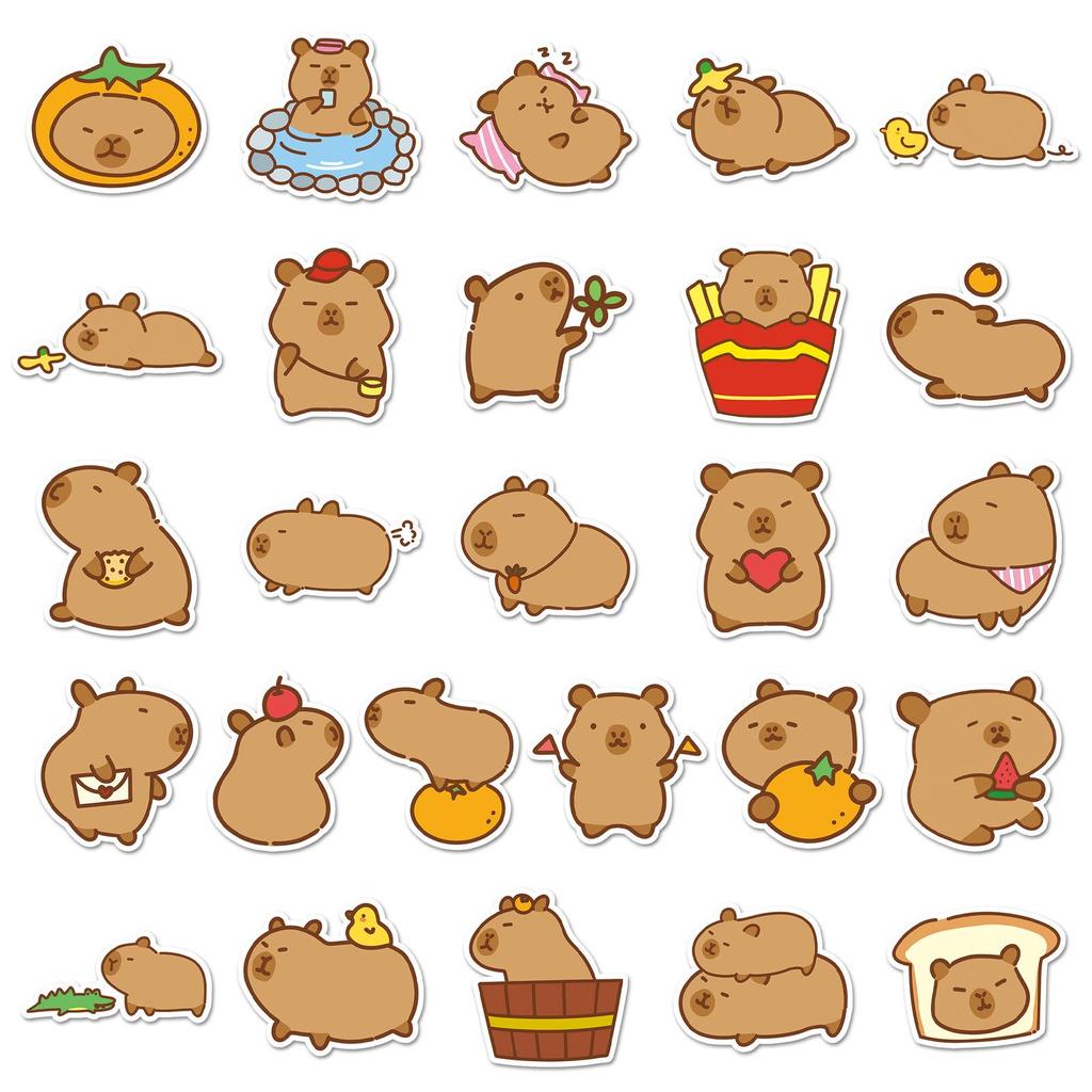 51 Capybara Graffiti Stickers: Cute Cartoon Animal Decals for Suitcases & Phone Cases