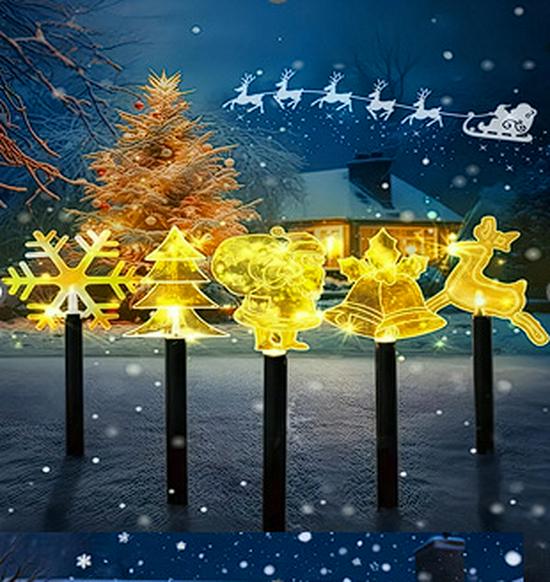 Solar Christmas Star Candy Cane Gingerbread Outdoor Decorative Light