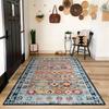 Teal Area Rug Small Rugs Boho Machine Washable Rugs Non Slip for Entryway Kitchen Bathroom Bedroom Vintage Soft Low-Pile Blue Flowers Colorful