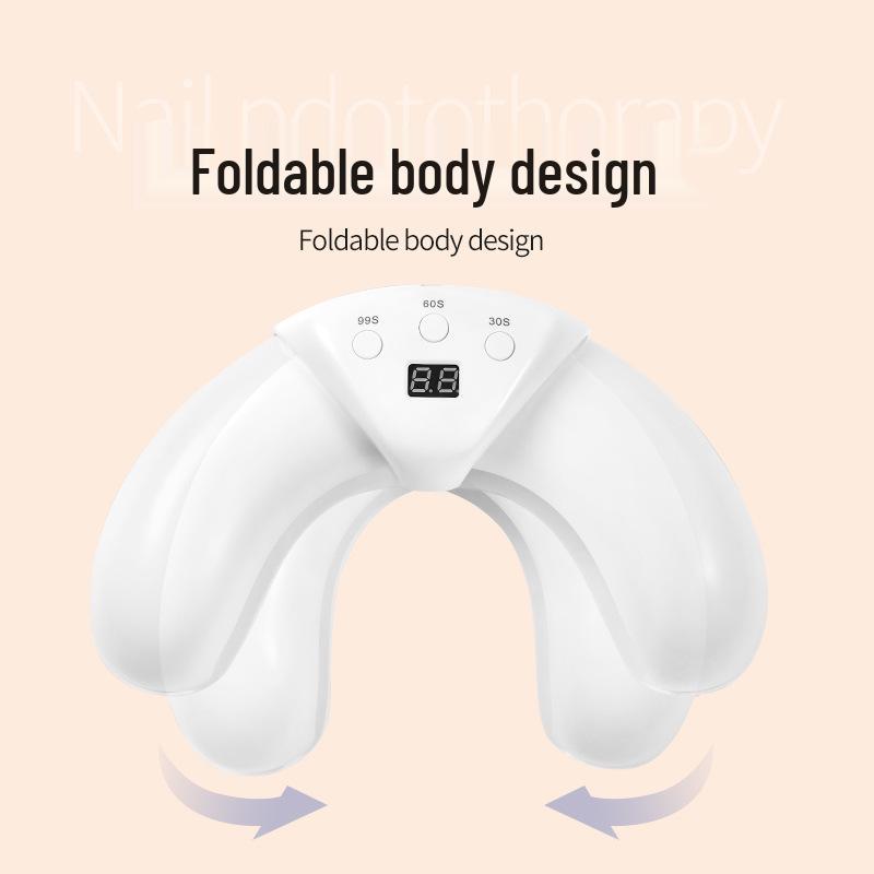 Quick-dry Crescent Nail Lamp: Anti-Black Hand, Dual Light Source, Telescopic, U-shaped Phototherapy.