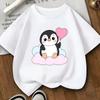 Kids Cute Penguin Heart Balloon Cloud Print Crewneck Tee