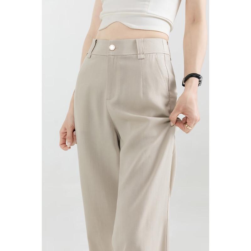 MengShuYa Women's High-Waist Tencel Linen Relaxed Straight-Leg Pants