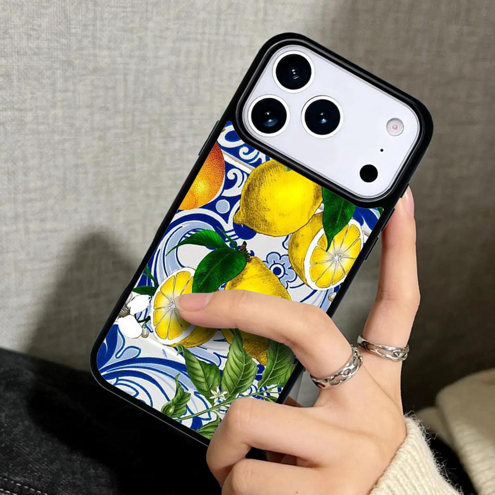 Capa Case for iPhone 17 Air 16 Pro Max 15 Plus 11 13 Mini 14 12 Back Phone Cover Mediterranean Lemon