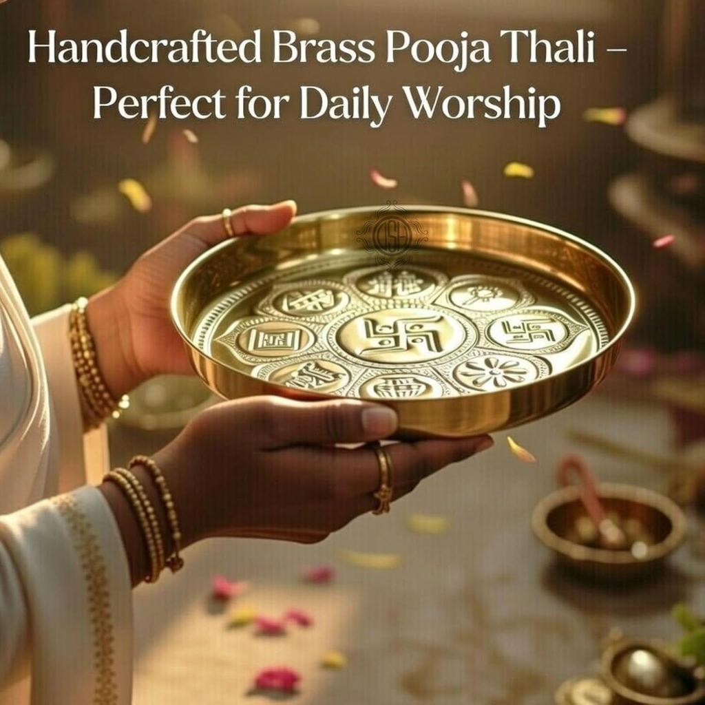 DSH Pure Brass Puja Thali Plate With Embossed Design 8 Inch Best