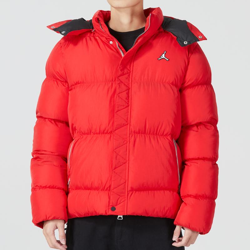 Jordan Classic Logo Hooded Windbreaker Cotton Jacket Men Outerwear Red DQ8105-612