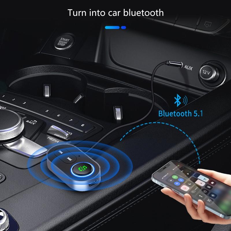 Bluetooth-compatible Receiver Wireless  Adapter 3.5mm Aux Handsfree with Mic Music Receiver Support Voice Broadcast