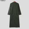 INCERUN Autumn Men V Neck Long Sleeve High Splits Casual Long T-shirts Tops