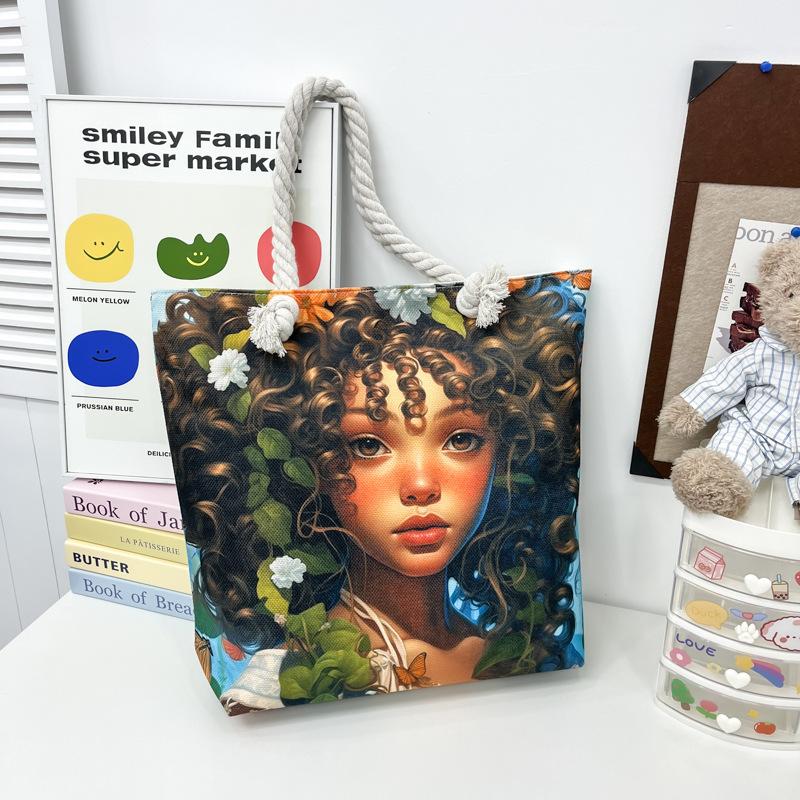Tote Bag Portable Shopping Bag Women's Thick Rope Large-capacity Beach Bag