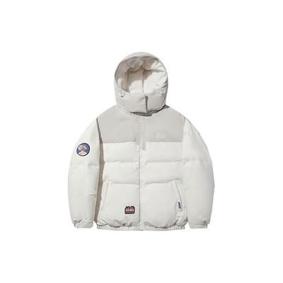 Jaqueta de Penas com Capuz e Zíper Li Ning Color Block com Letras Masculina Outerwear Off-White AYMT047-2