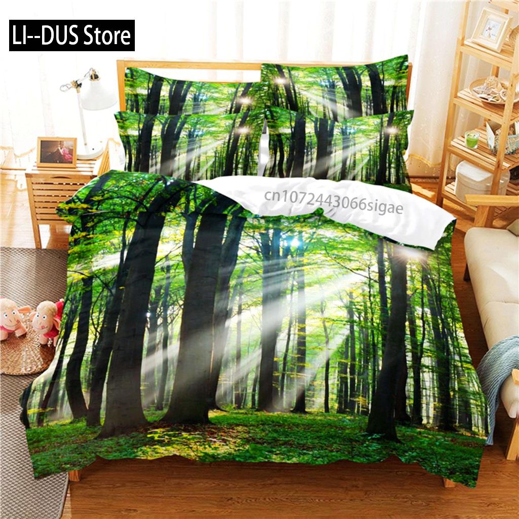 Green Forest Bedding Set Duvet Cover Set 3d Bedding Digital Printing Queen Size Bedding Set Fashion Design